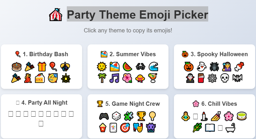 Free Party Theme Emoji Picker