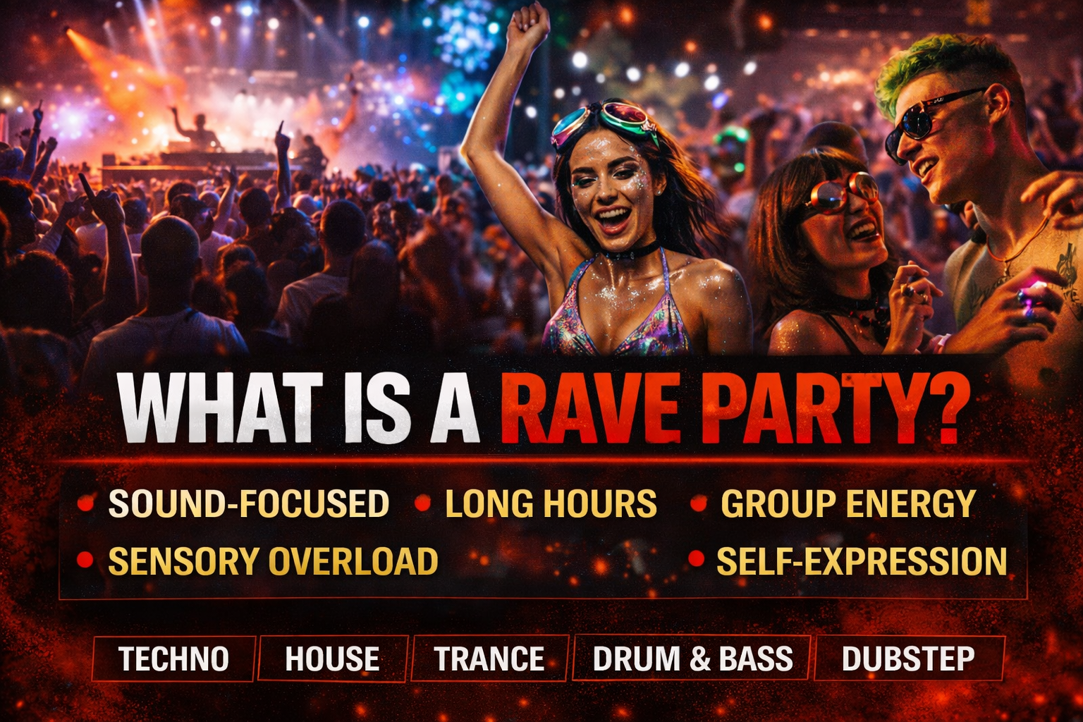 What is the meaning of a rave party?